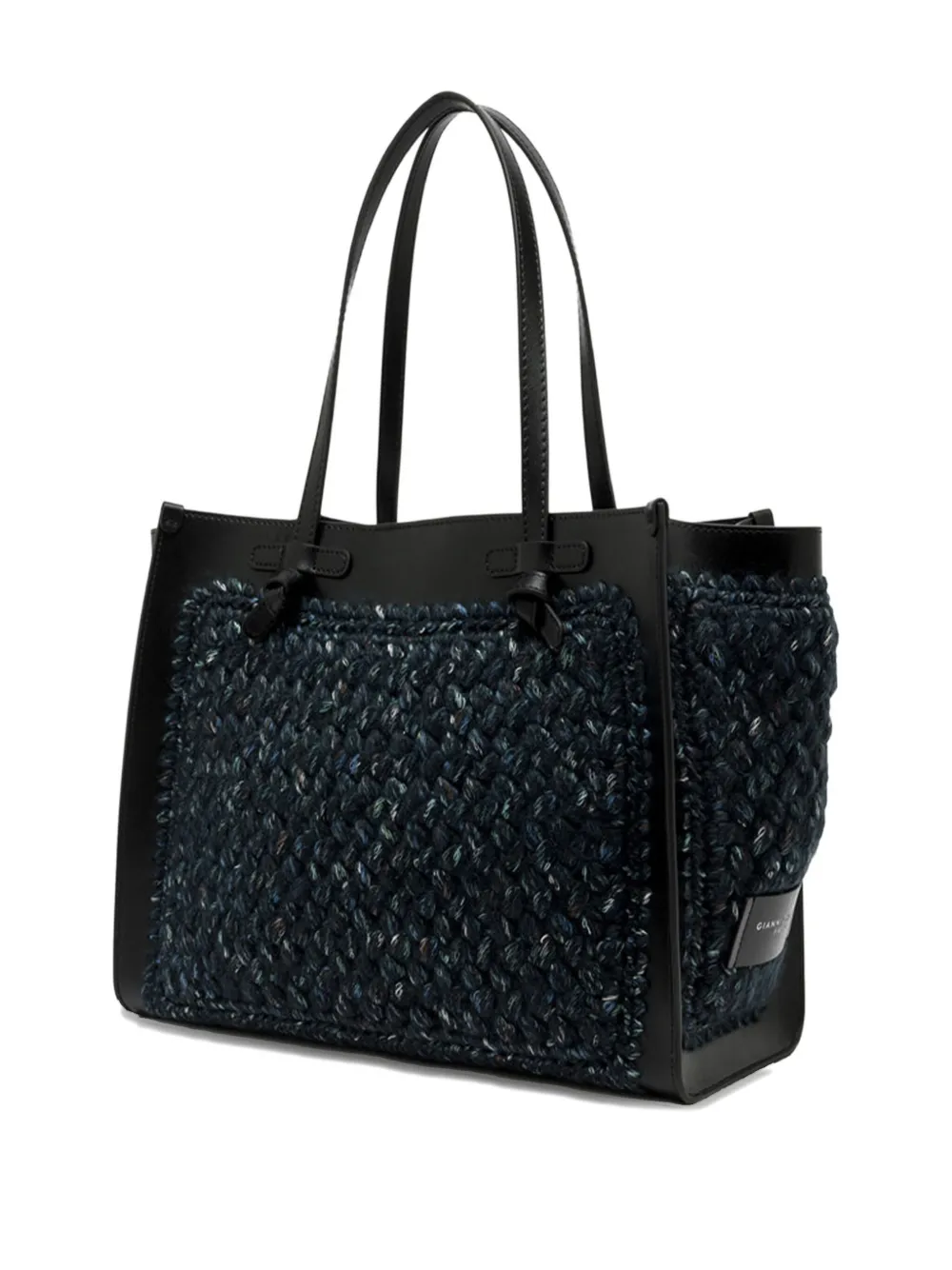 GIANNI CHIARINI Marcella braided leather tote bag - Zwart