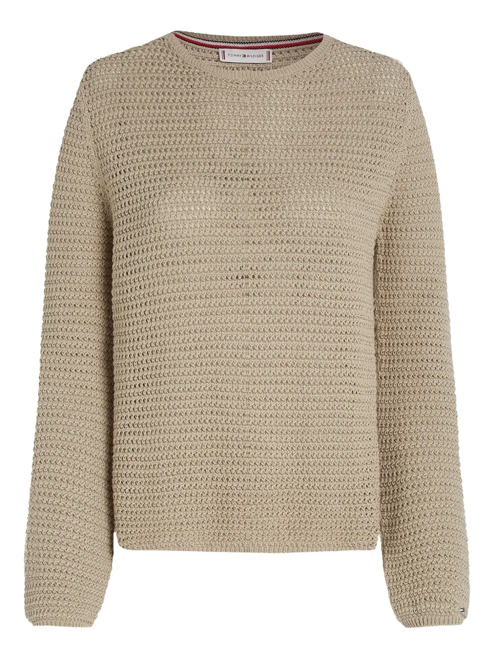 Tommy Hilfiger Crew-neck Waffle-knit Sweater In Neutral