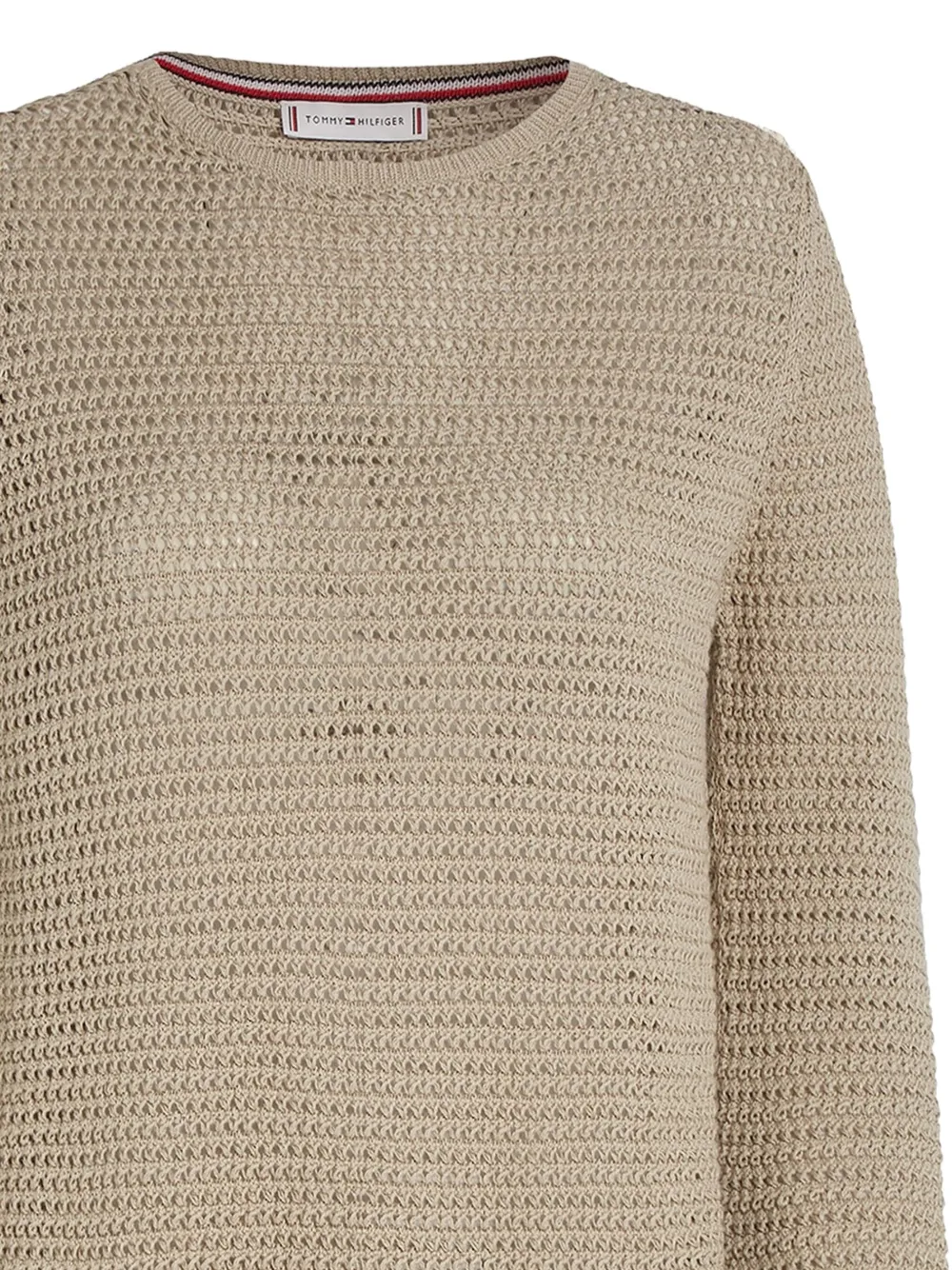 Tommy Hilfiger Crew-neck Waffle-knit Sweater In Neutral