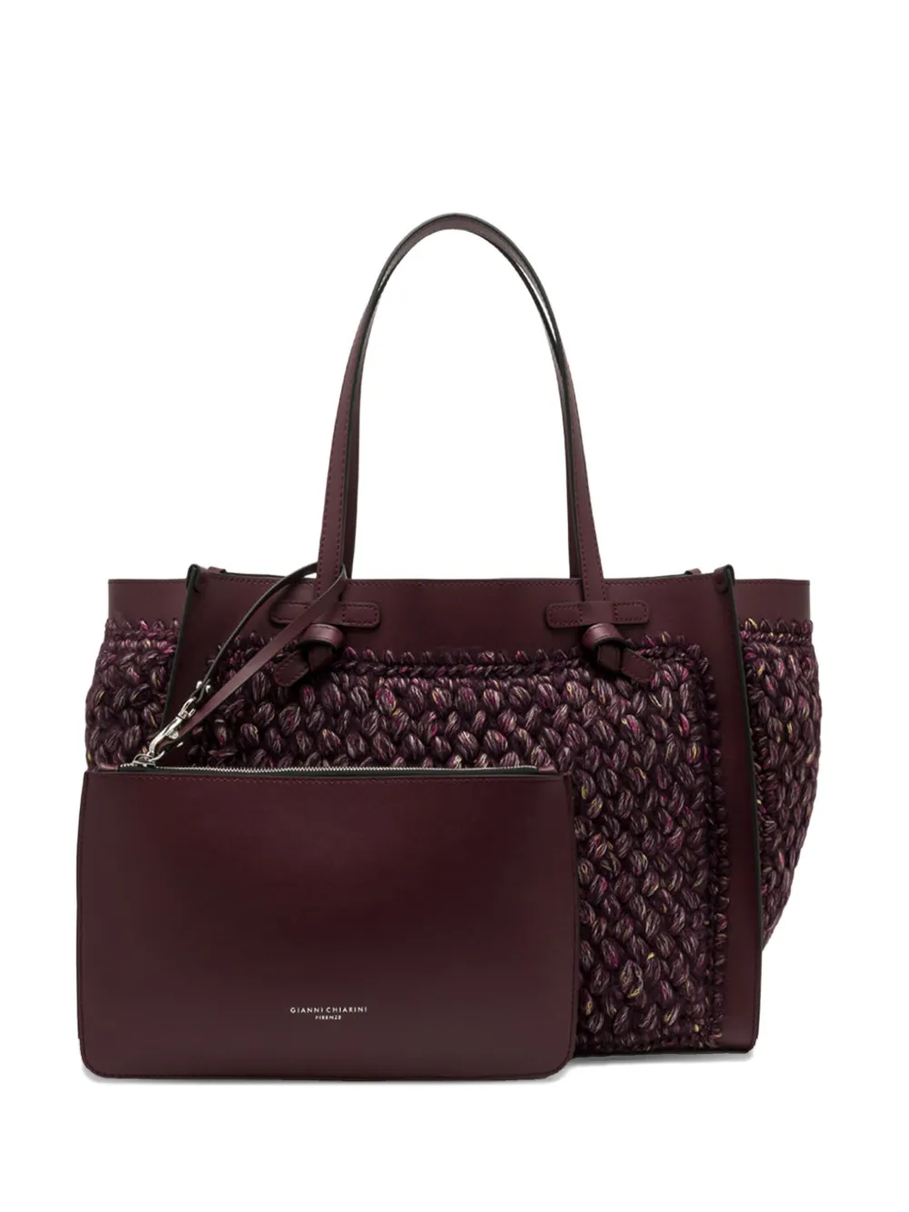 GIANNI CHIARINI شنطة عملية جلد مضفرة | أحمر | Image 1