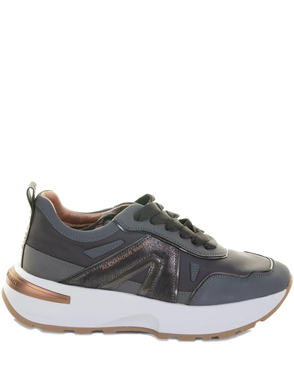 Alexander Smith Panelled Lace-up Sneakers In Gray