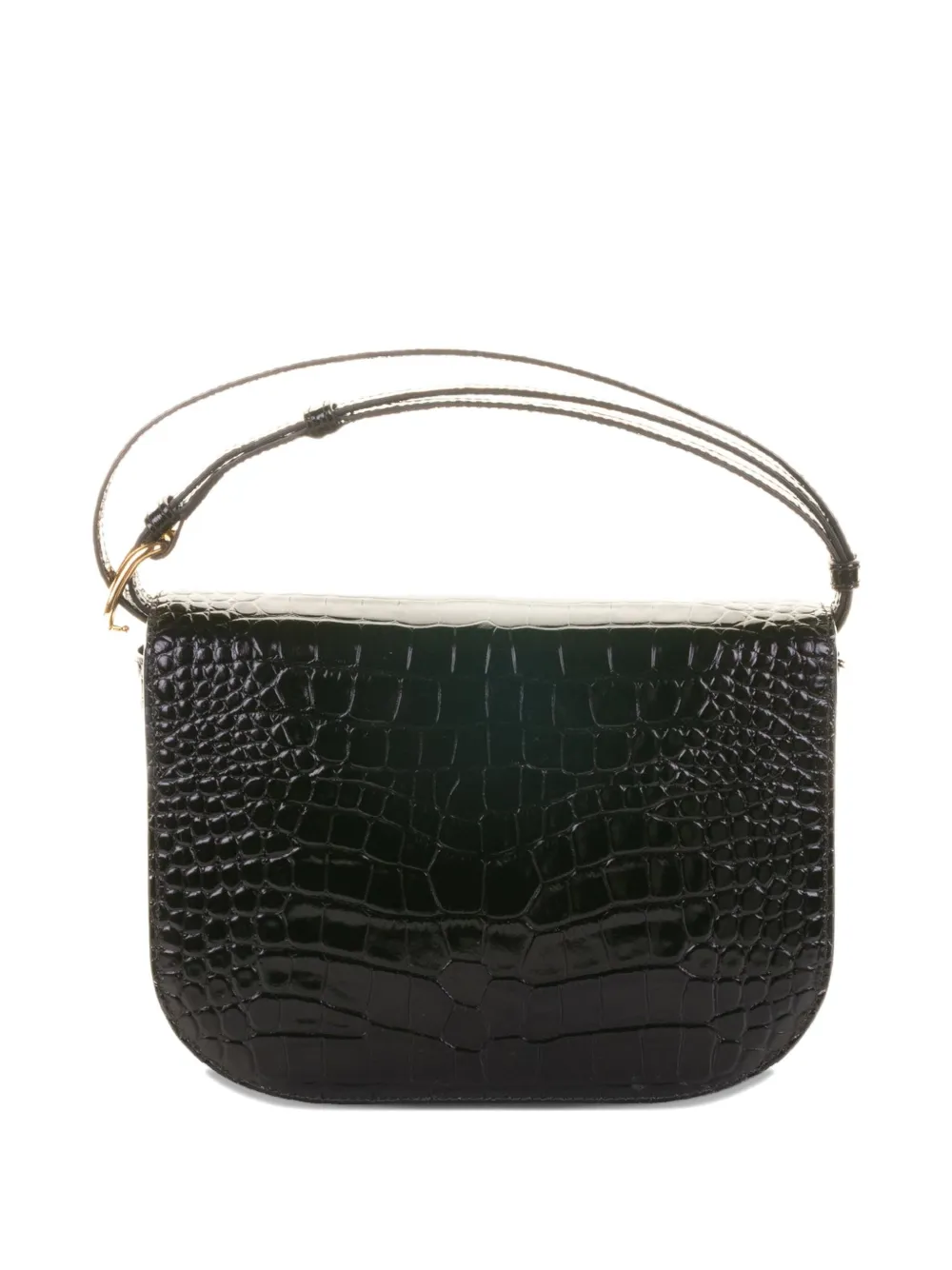 Furla crocodile-embossed half-moon shoulder bag - Zwart
