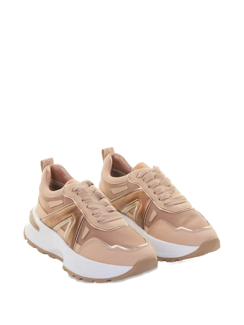 Alexander Smith metallic-panelled sneakers - Beige