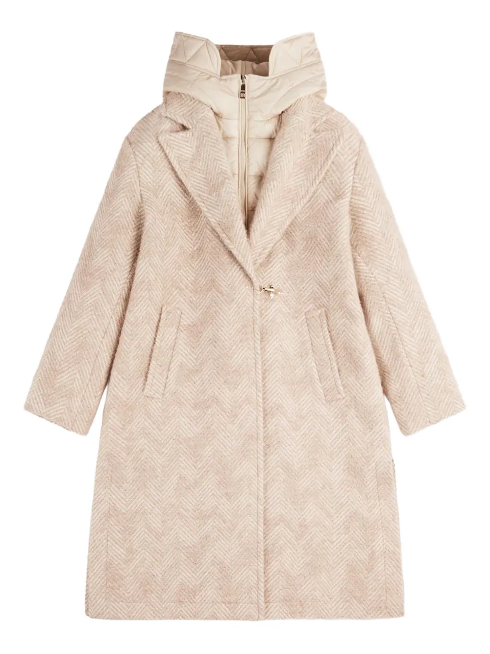 Fay herringbone hooded coat | Pink | Image 1