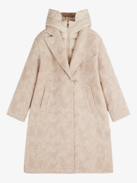Fay herringbone hooded coat