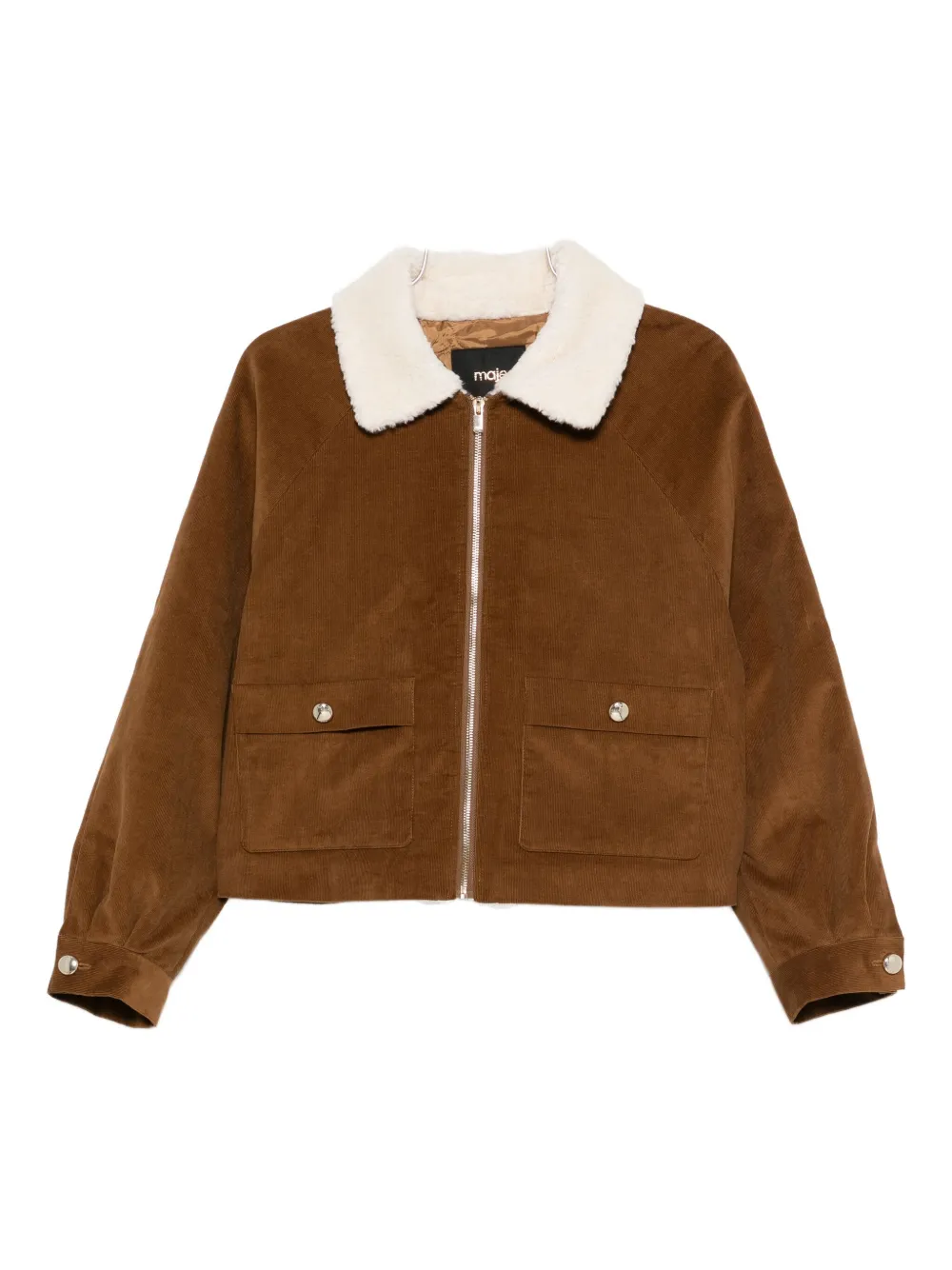 Maje chamarra con cuello de lana | marrón | Image 1