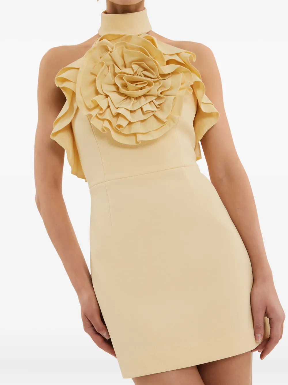 Rebecca Vallance Aubriella mini-jurk met ruches en bloemenprint Geel
