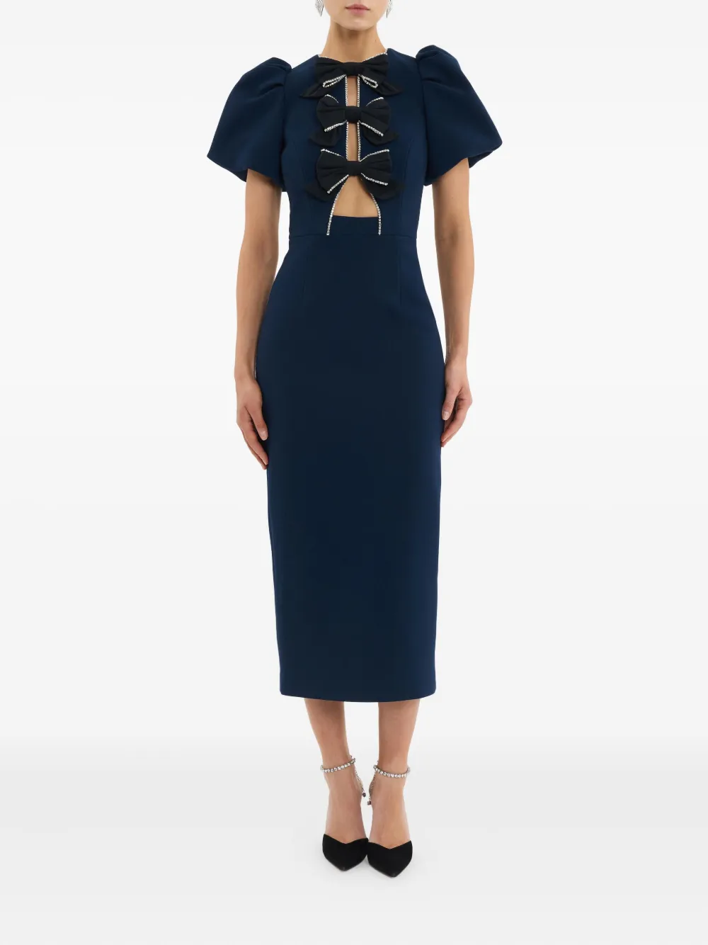 Rebecca Vallance Nemy midi-jurk met strik - Blauw