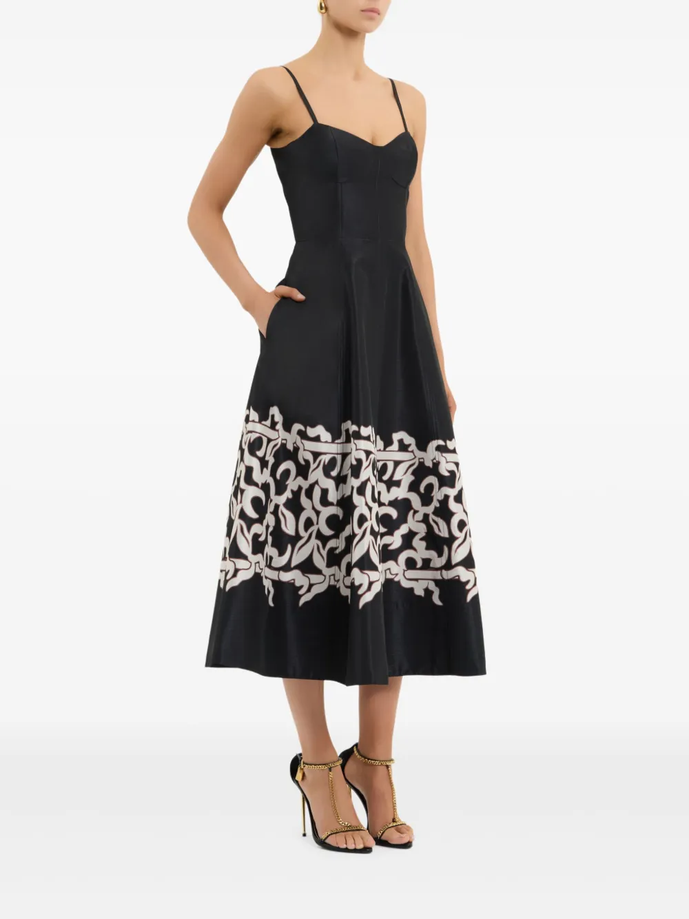 Rebecca Vallance Sundia midi-jurk met print Zwart