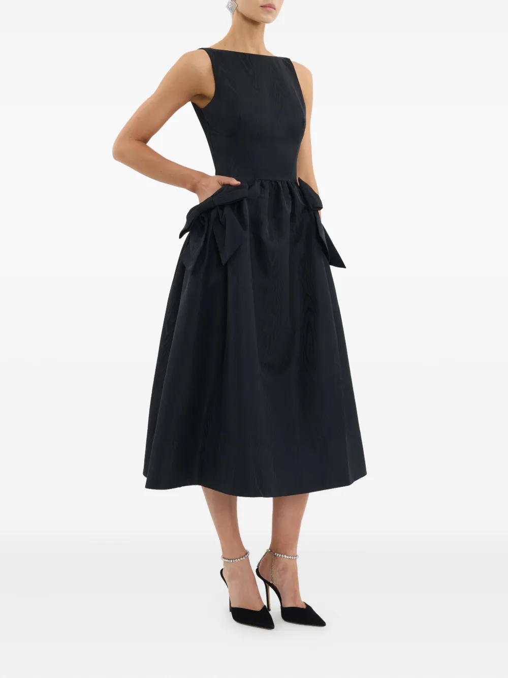 Rebecca Vallance Narcissa midi-jurk met strik Zwart