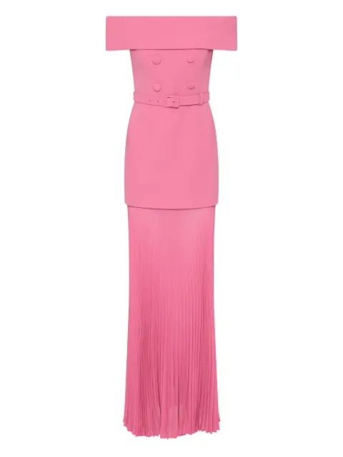 Rebecca Vallance Muriel off-shoulder pleated midi dress