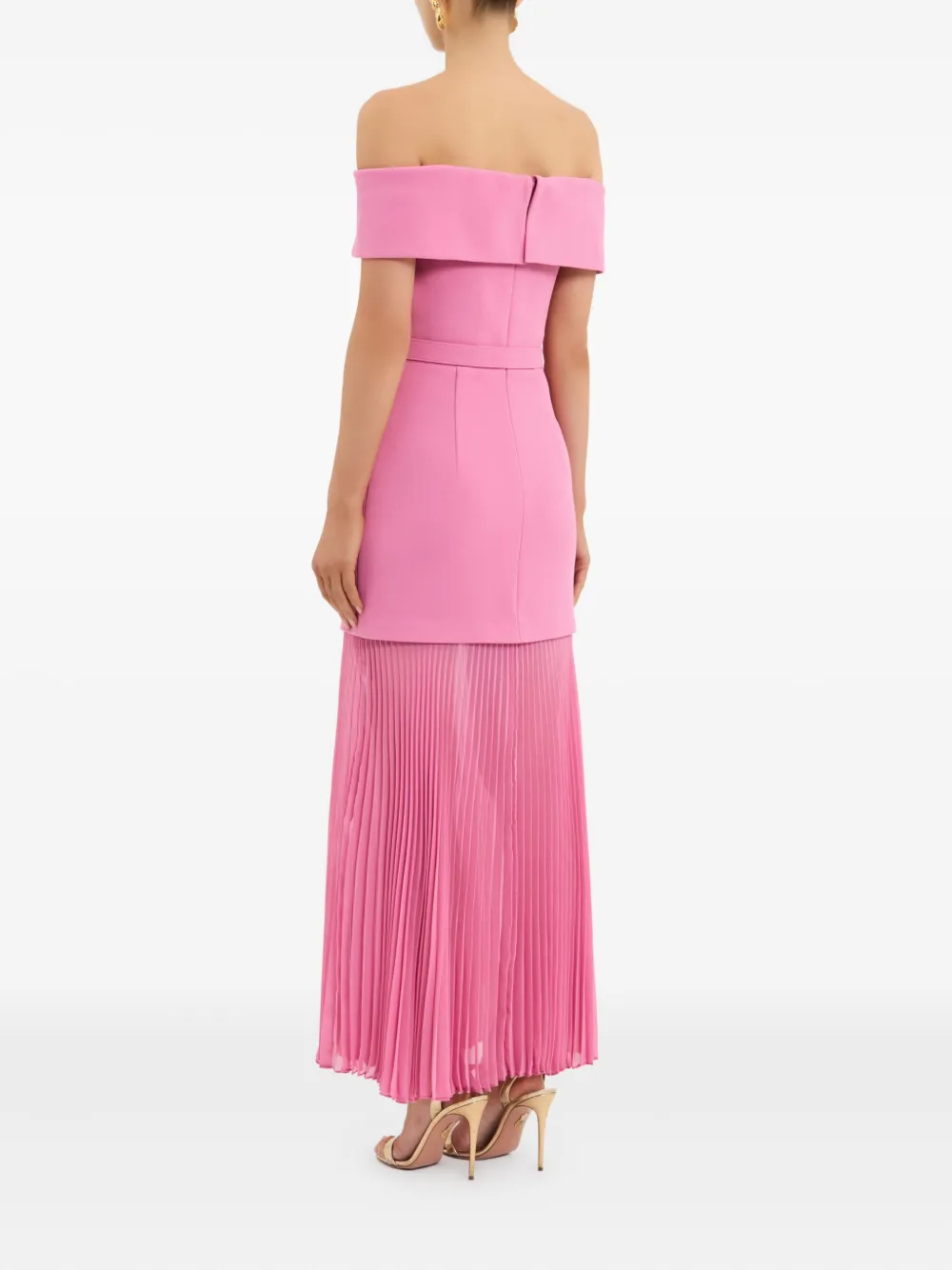 Rebecca Vallance Muriel off-shoulder midi-jurk met plooien Roze