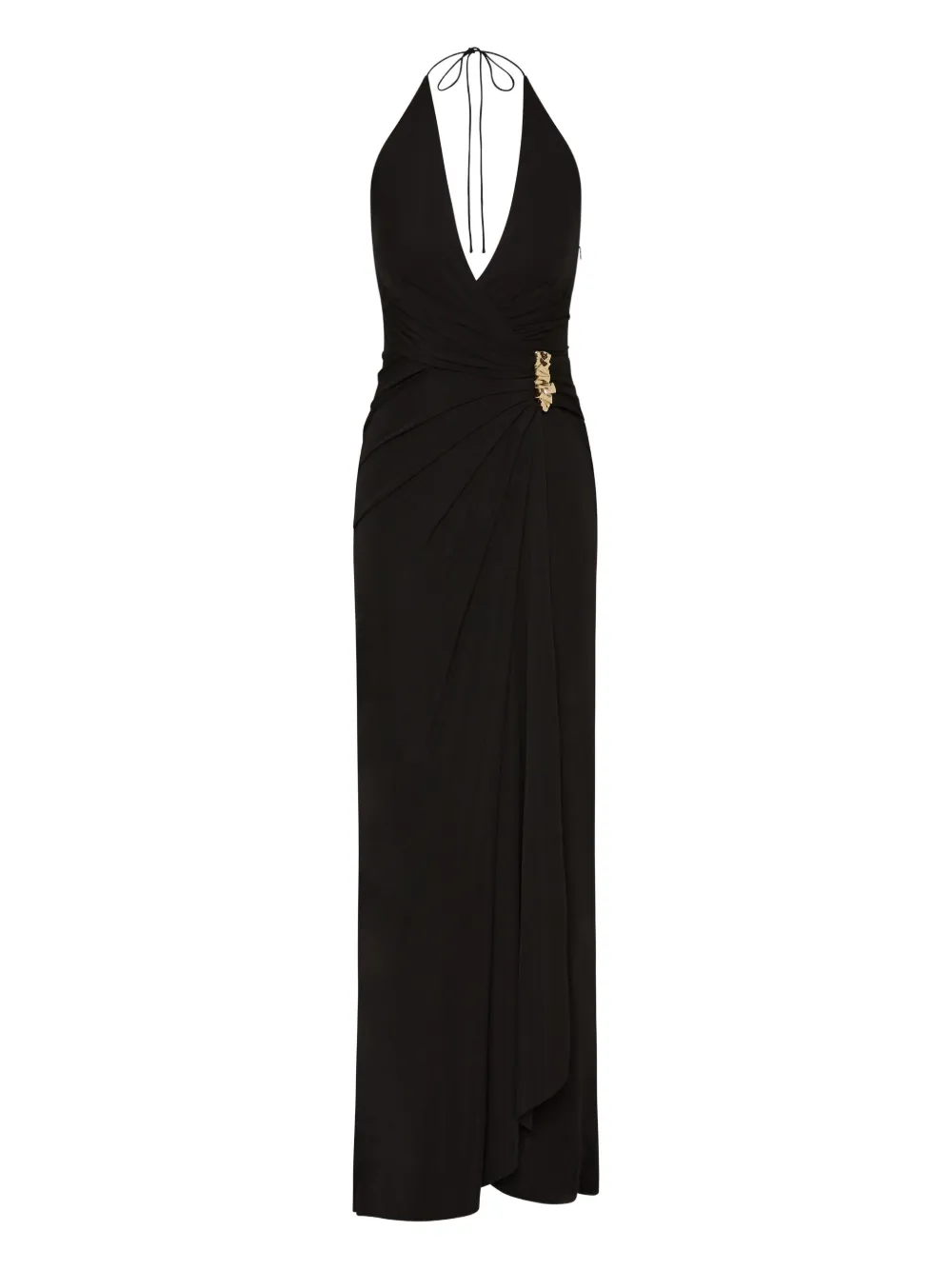 Rebecca Vallance Zaley Halter-embellished Maxi Dress In Black