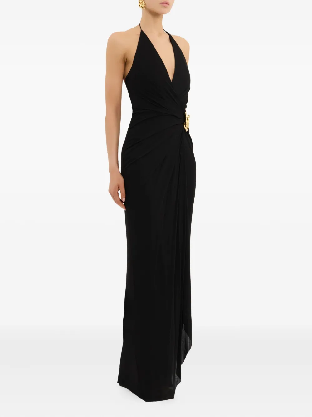 Rebecca Vallance Zaley Halter-embellished Maxi Dress In Black