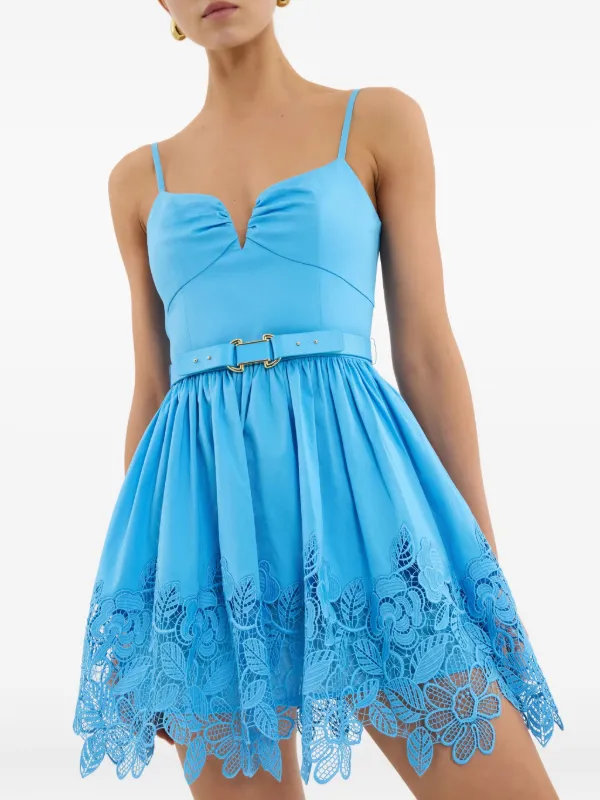 Rebecca Vallance Montreux lace-belted Mini Dress | Blue | FARFETCH