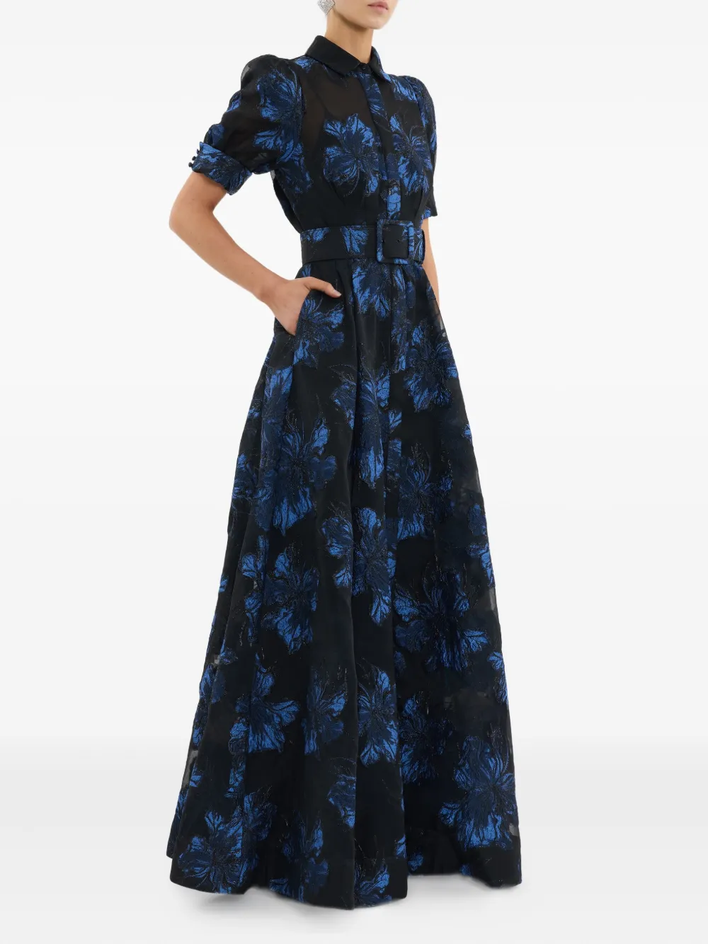 Rebecca Vallance Alexandra Floral Belted Maxi Dress In Blue