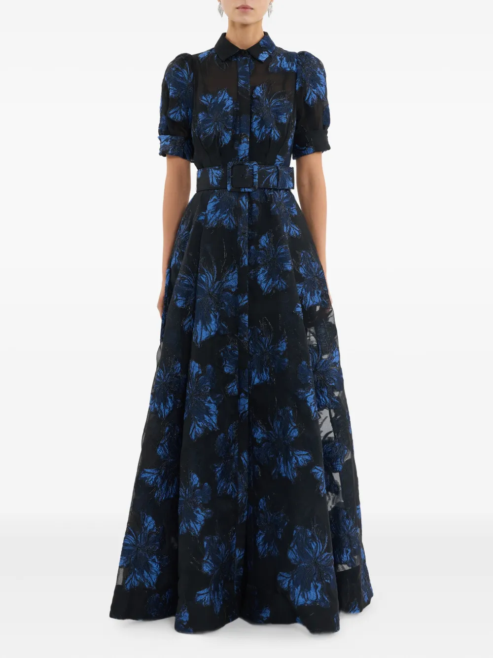 Rebecca Vallance Alexandra Floral Belted Maxi Dress In Blue