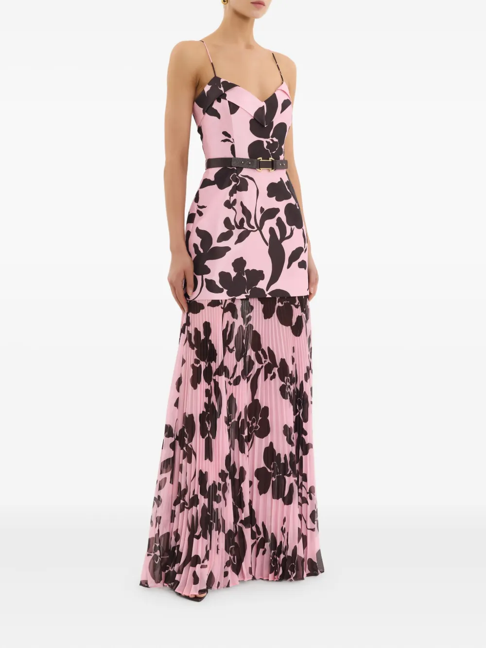 Rebecca Vallance Connie maxi-jurk met geplooide bloemen Roze