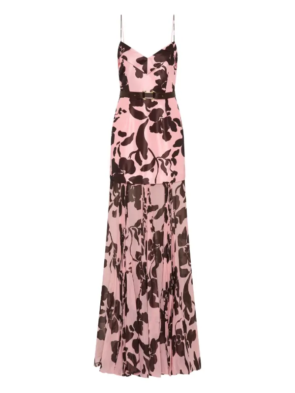 Rebecca Vallance Connie pleated-floral Maxi Dress | Pink | FARFETCH