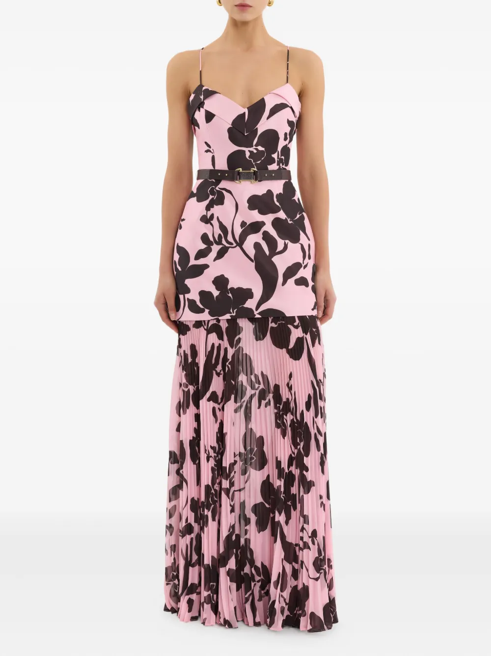 Rebecca Vallance Connie pleated-floral maxi dress - Roze