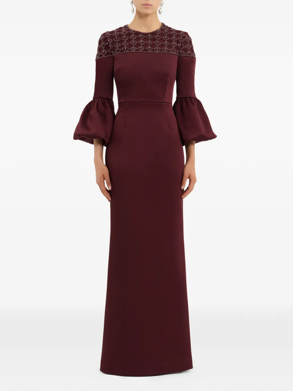 Rebecca Vallance Alora verfraaide maxi-jurk met klokmouwen - Rood