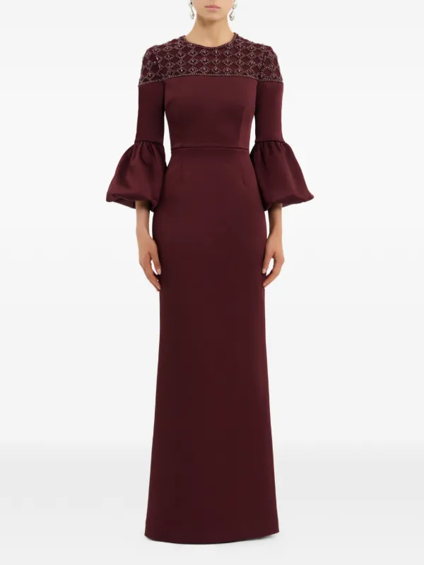 evening dresses with bell sleeves Blue Square Evening Dress With Long Sleeve Plus Size LA72032N – SERENE HILL