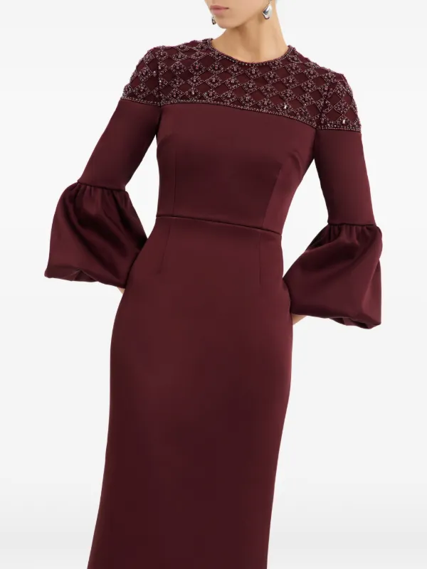 Rebecca Vallance Alora Embellished bell-sleeve Maxi Dress | Red | FARFETCH