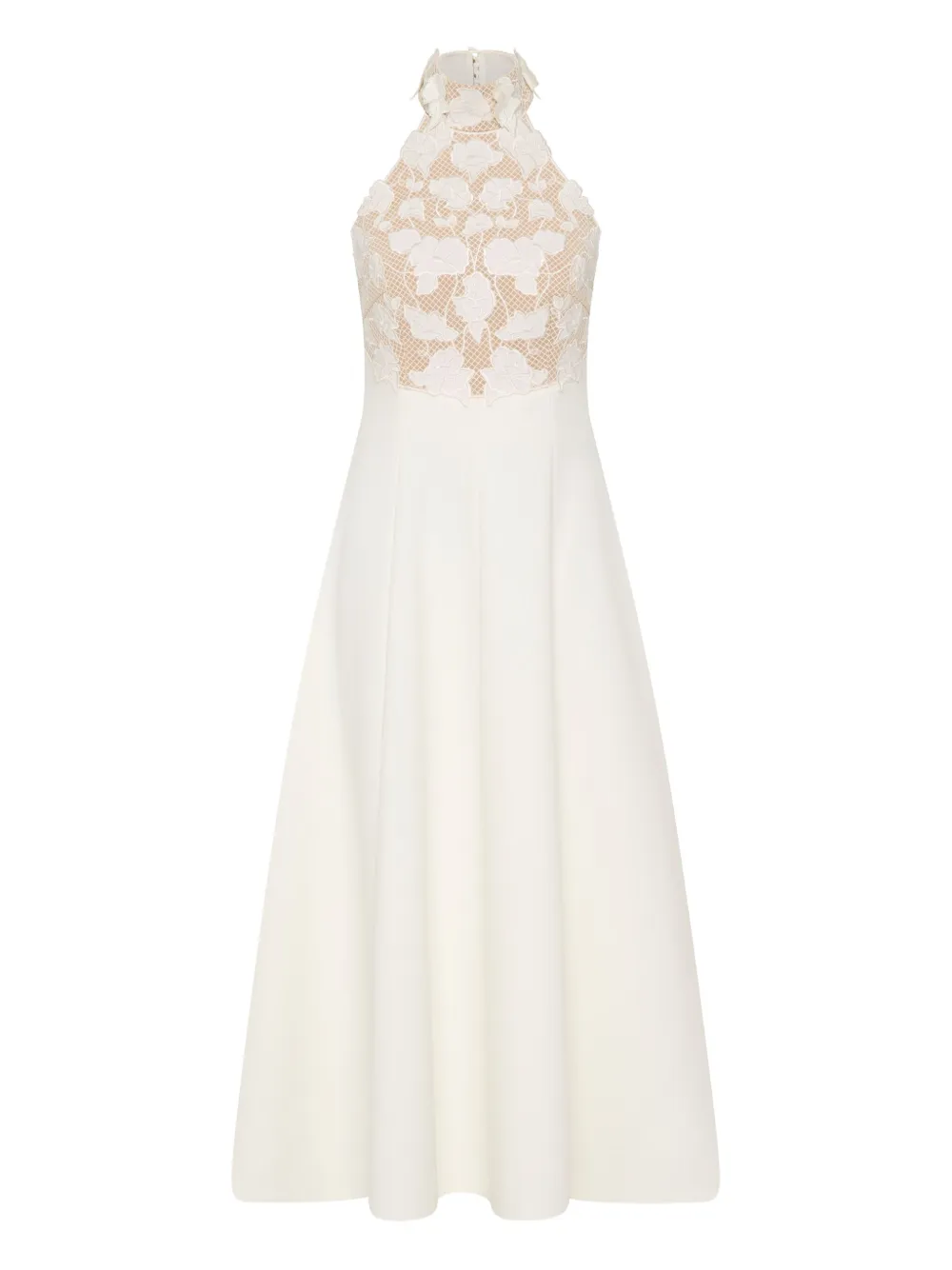 Rebecca Vallance Lace Halter Parrish Midi Dress In White