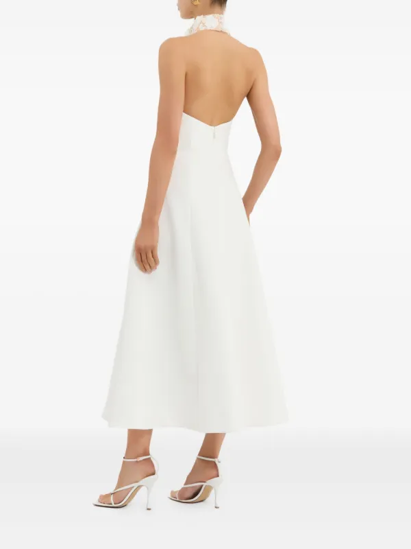 Rebecca Vallance Lace Halter Parrish Midi Dress | White | FARFETCH NO