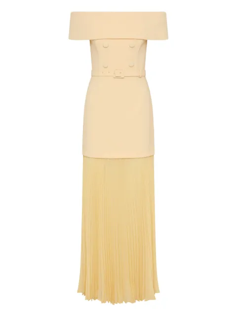 Rebecca Vallance robe mi-longue Muriel plissée à épaules dénudées