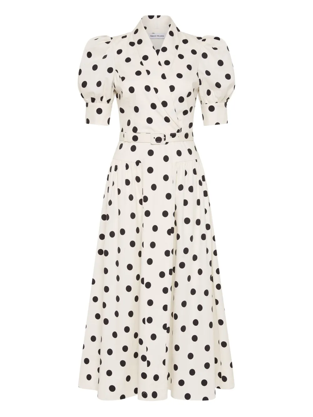 Rebecca Vallance Maisie Puffed-sleeve Belted Midi Dress In White