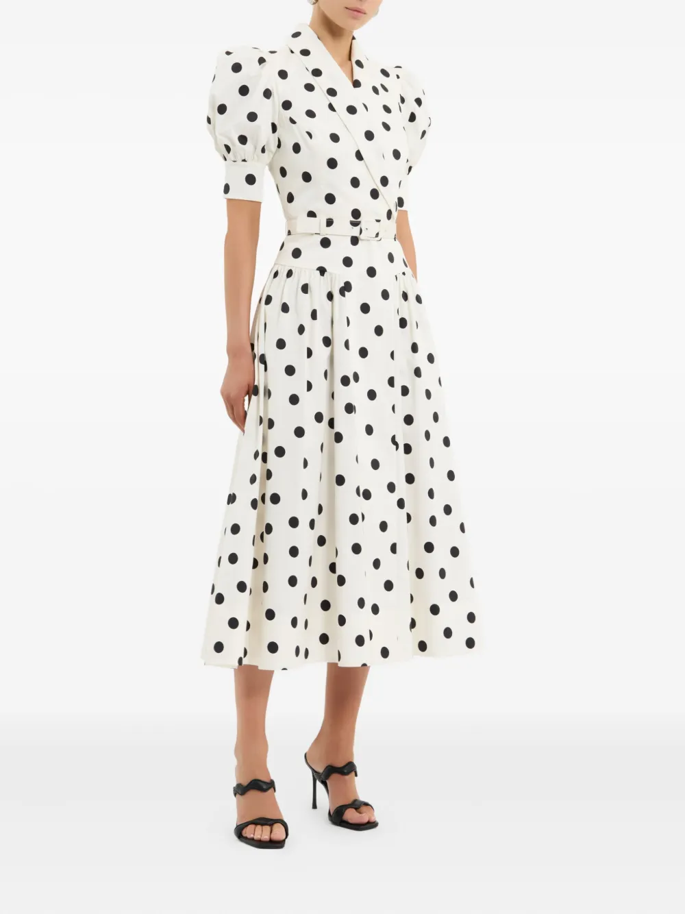 Rebecca Vallance Maisie Puffed-sleeve Belted Midi Dress In White