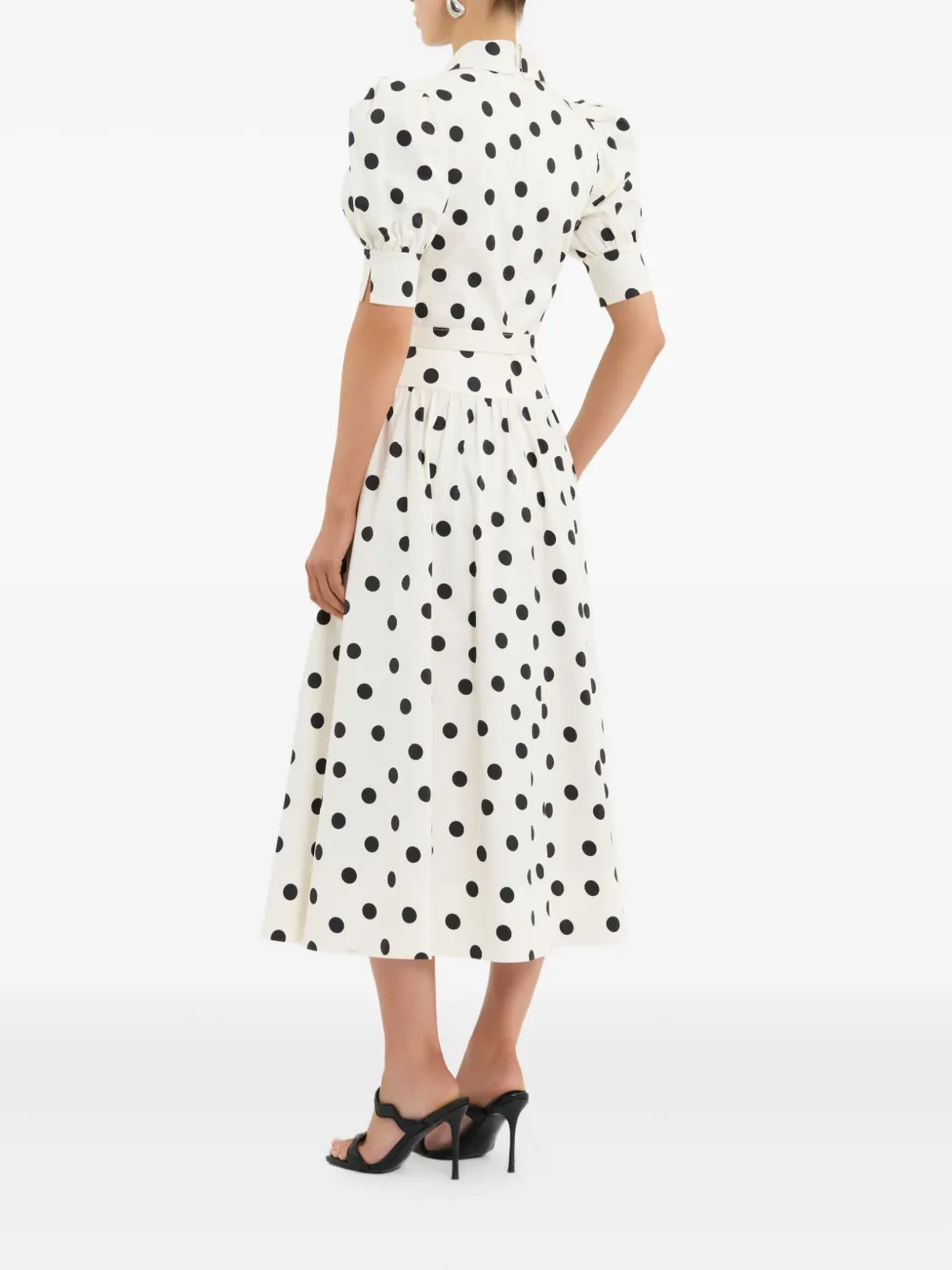 Rebecca Vallance Maisie Puffed-sleeve Belted Midi Dress In White