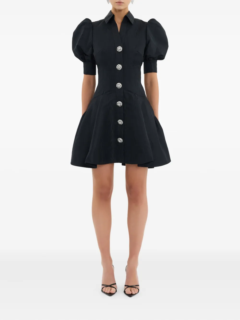 Rebecca Vallance Narcissa mini-jurk met pofmouwen - Zwart