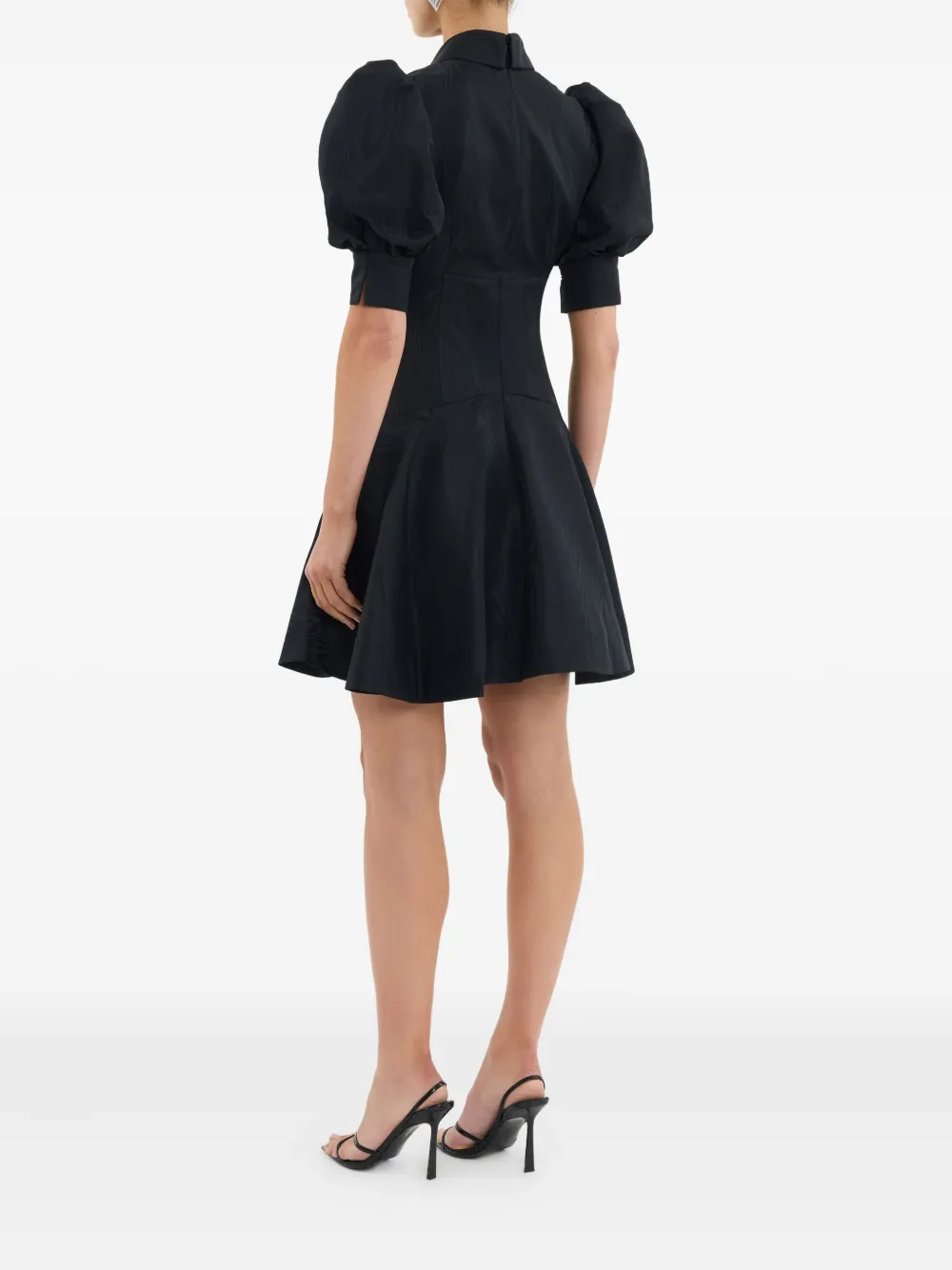 Rebecca Vallance Narcissa Button Puff-sleeve Mini Dress In Black
