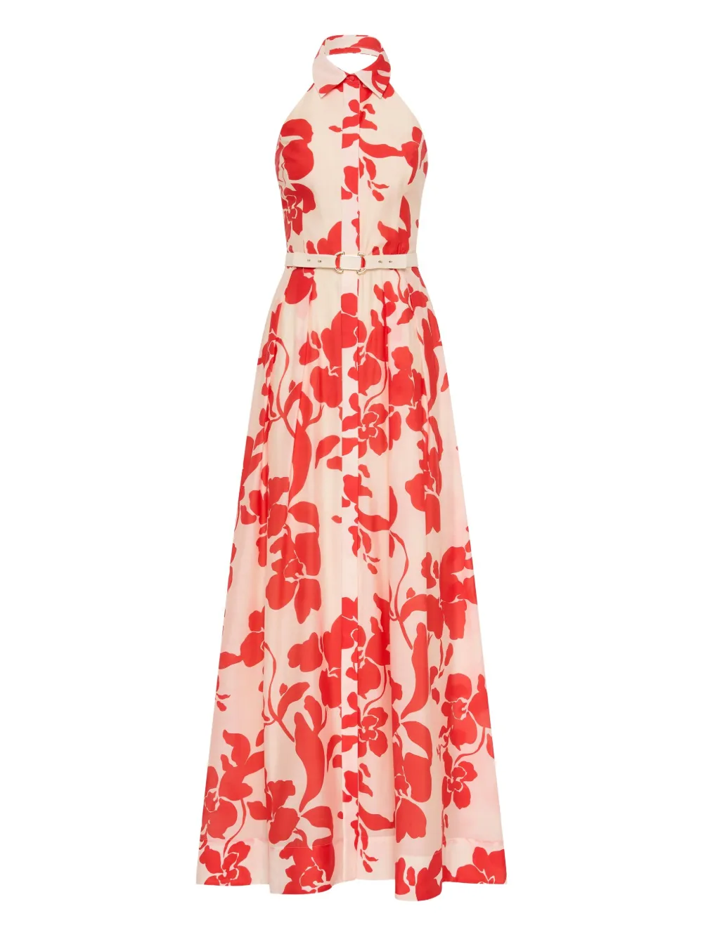 Rebecca+Vallance+robe+longue+Artemis+à+fleurs+-+Tons+neutres