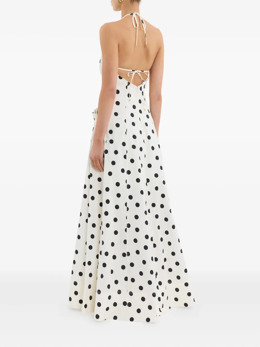 Rebecca Vallance Halterneck Polka Dot Maisie Maxi Dress In Red