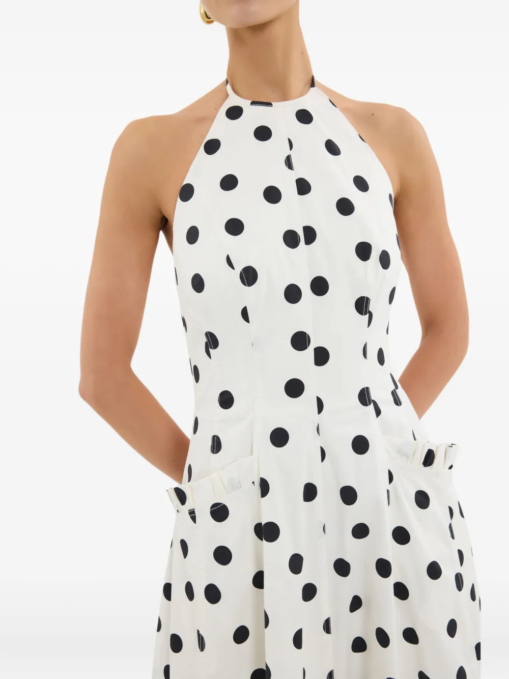 Rebecca Vallance Halterneck Polka Dot Maisie Maxi Dress In Red