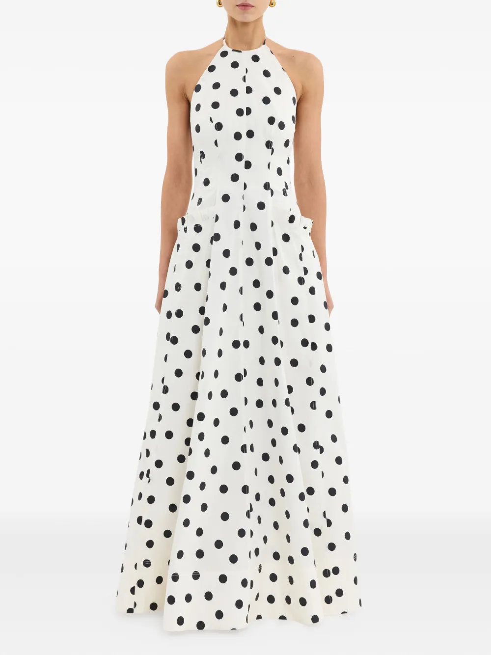 Rebecca Vallance Maxi-jurk met halternek en stippen - Wit
