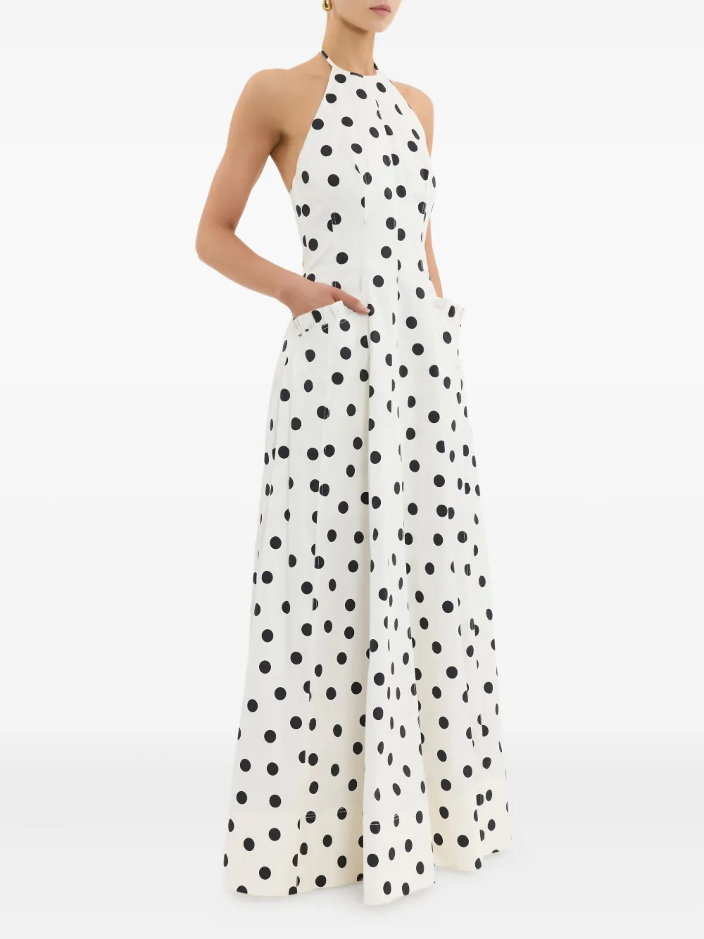 Rebecca Vallance Halterneck Polka Dot Maisie Maxi Dress In Red