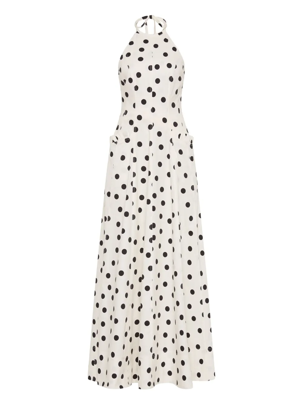 Rebecca Vallance Halterneck Polka Dot Maisie Maxi Dress In Red