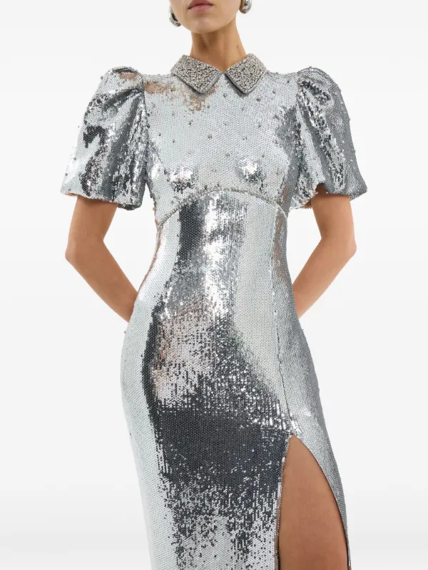 rebecca vallance silver dress Olympia Short Sleeve Gown Silver Size 6