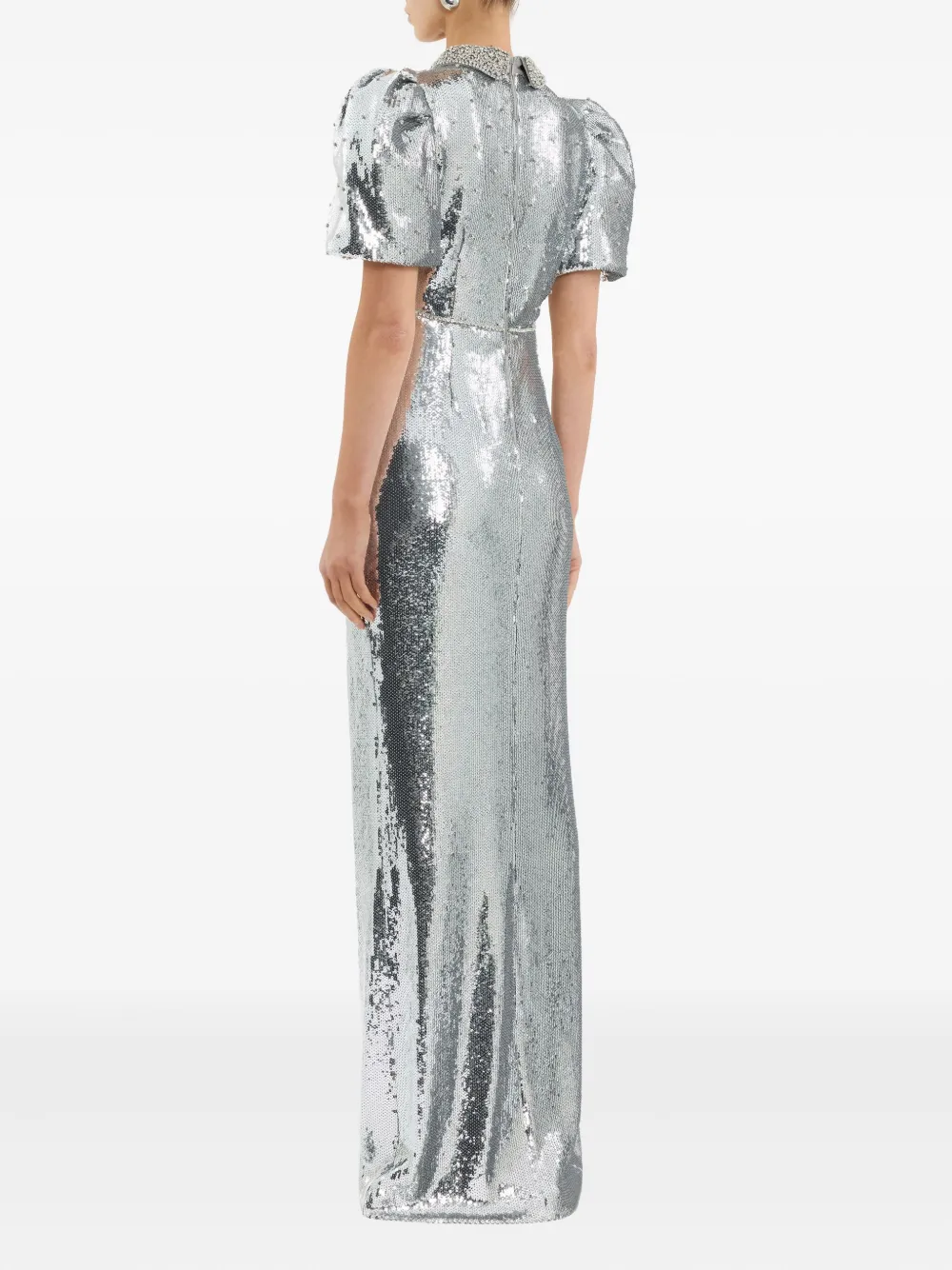 Rebecca Vallance Olympia Short-sleeve Embellished Maxi Dress In Gray