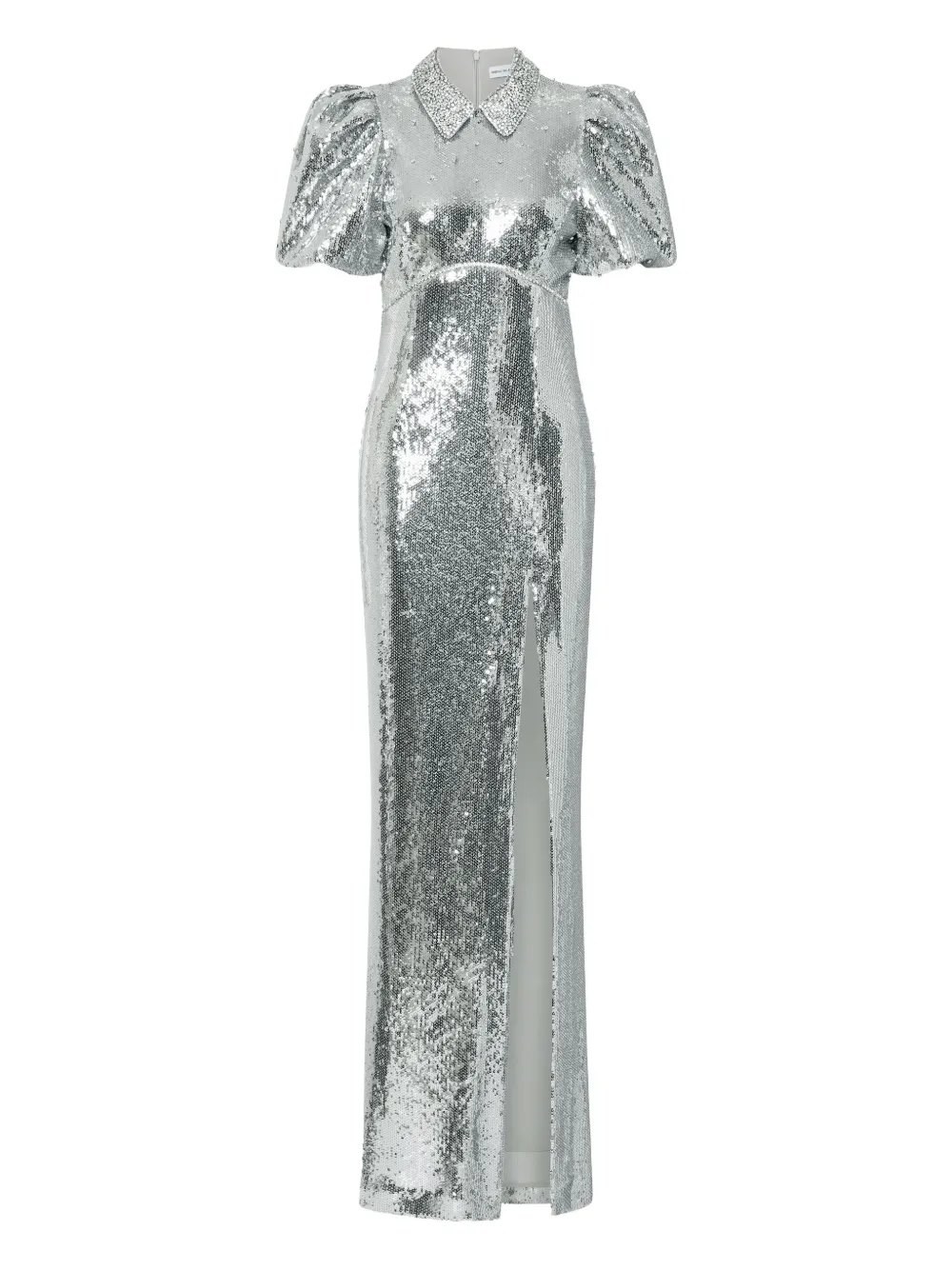 Rebecca Vallance Olympia Short-sleeve Embellished Maxi Dress In Gray