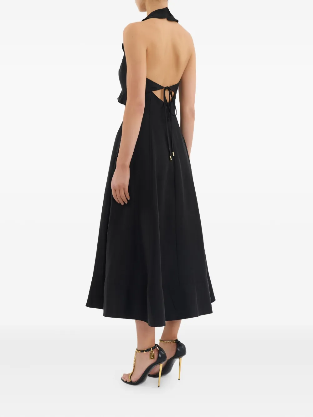 Rebecca Vallance Sable midi-jurk met ruches Zwart