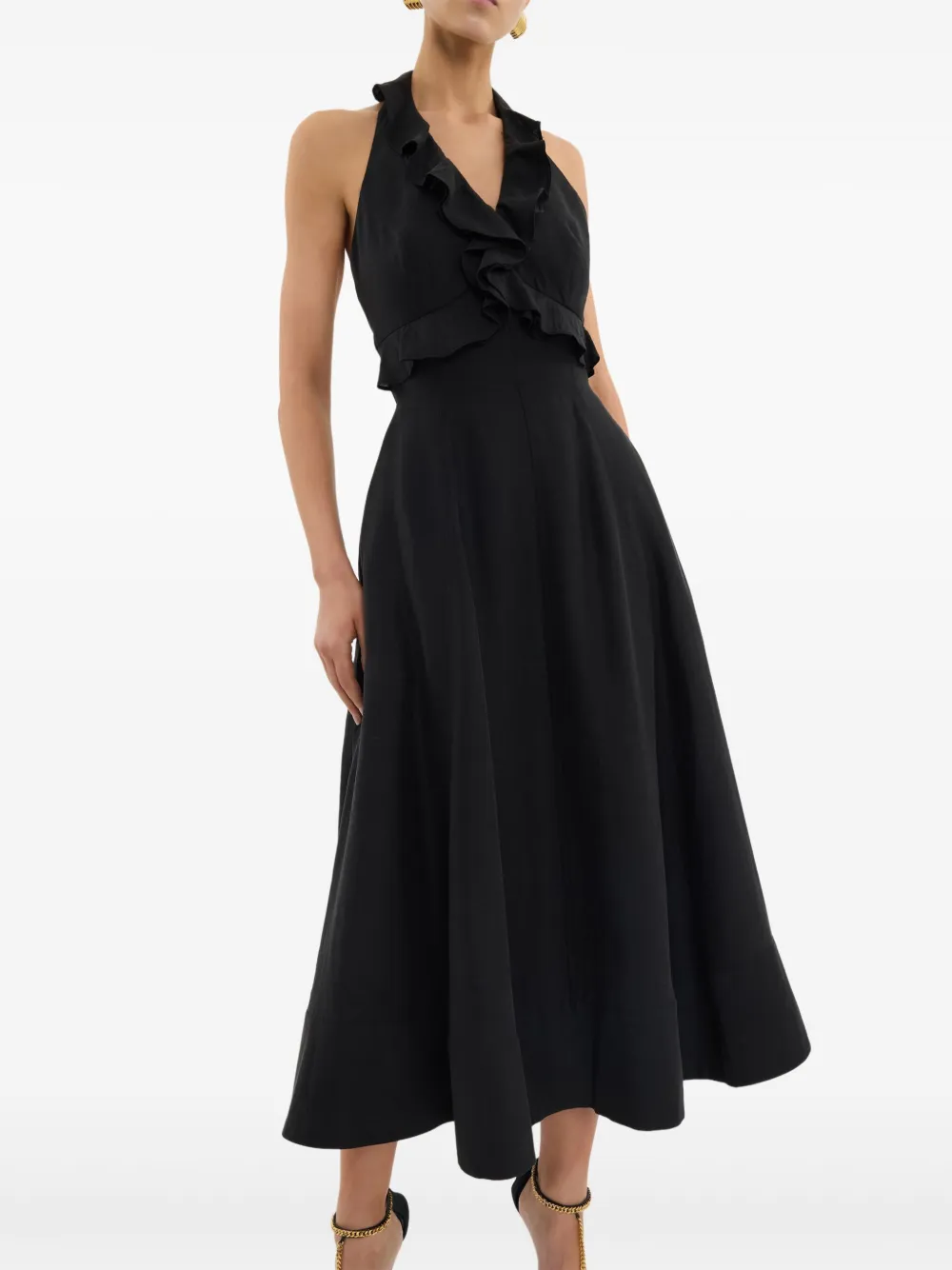 Rebecca Vallance Sable midi-jurk met ruches - Zwart