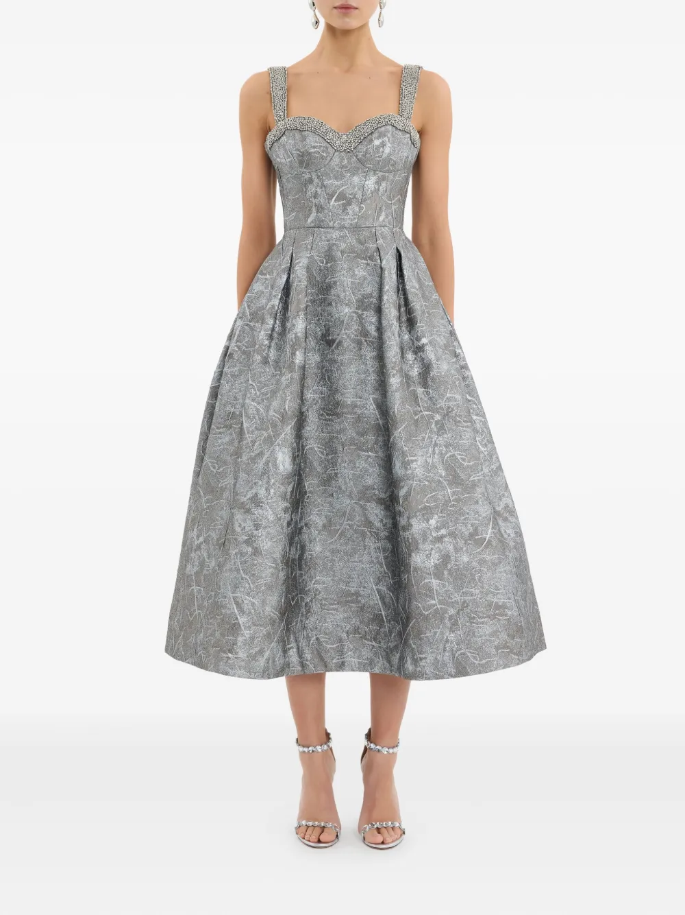 Rebecca Vallance Verfraaide sterling midi-jurk - Zilver