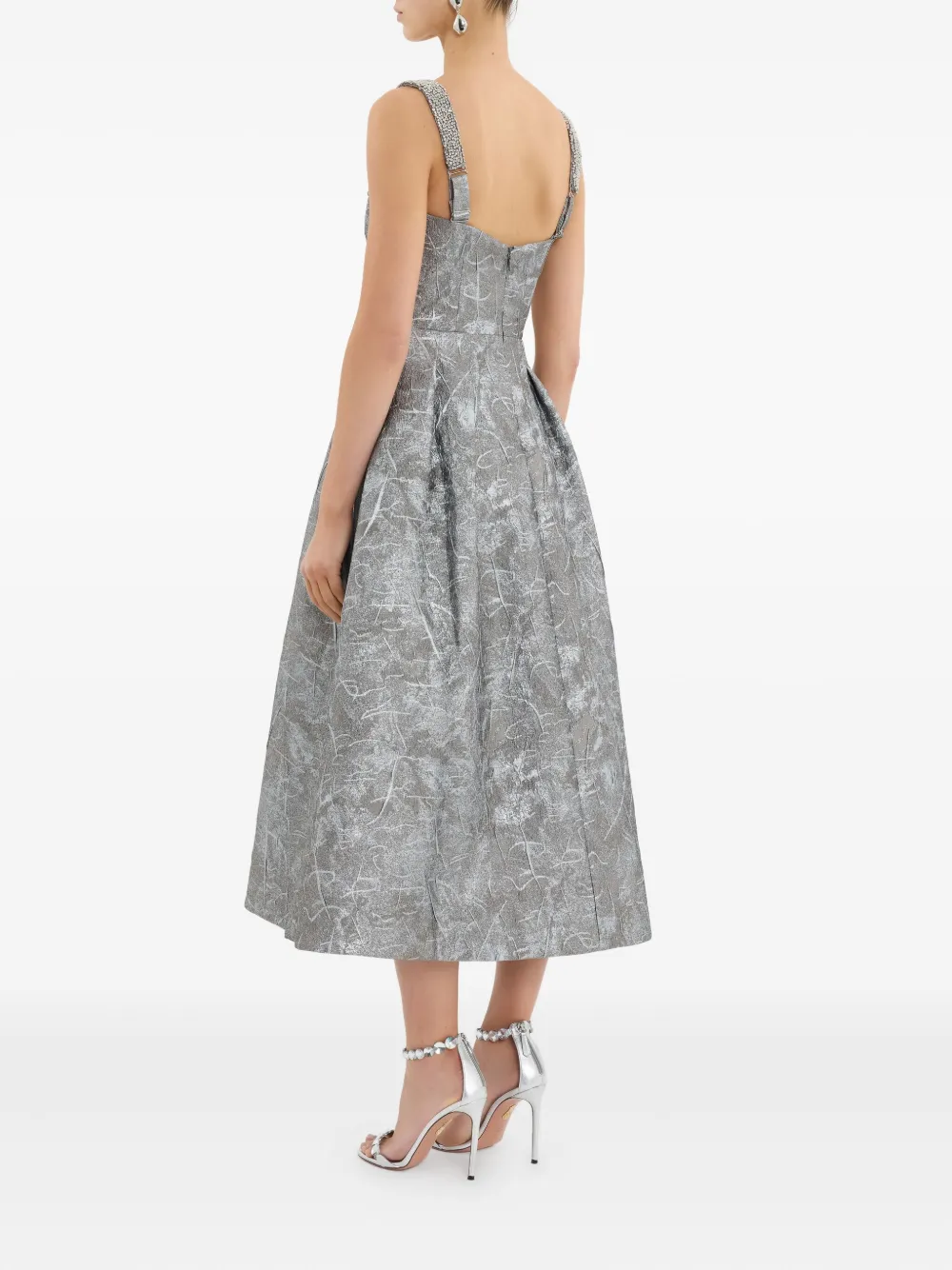 Rebecca Vallance Embellished Sterling Midi Dress In Gray