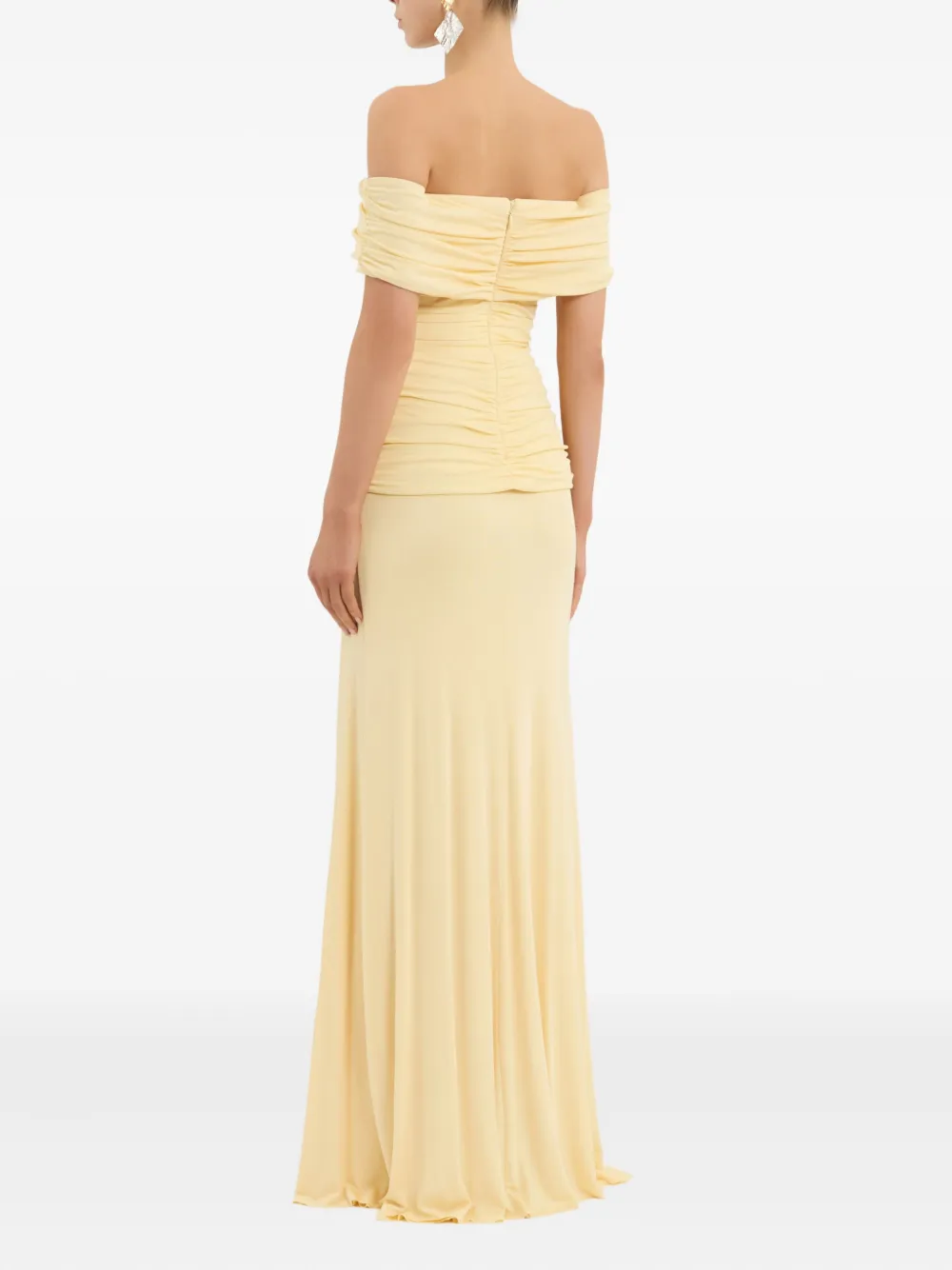 Rebecca Vallance Zaley off-shoulder maxi-jurk met split Geel