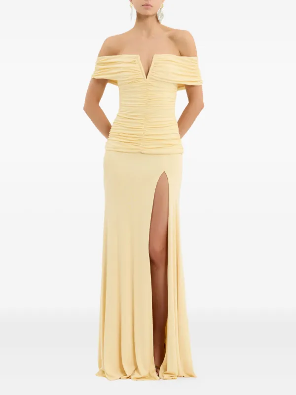 Zaley Off The Shoulder Maxi Dress Yellow Size 14